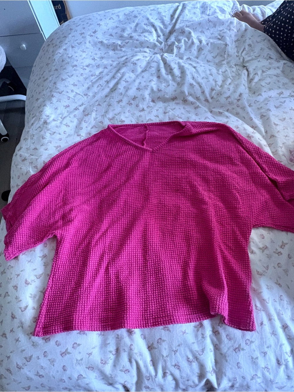 SHEIN Hot Pink Waffle Knit Swim Coverup